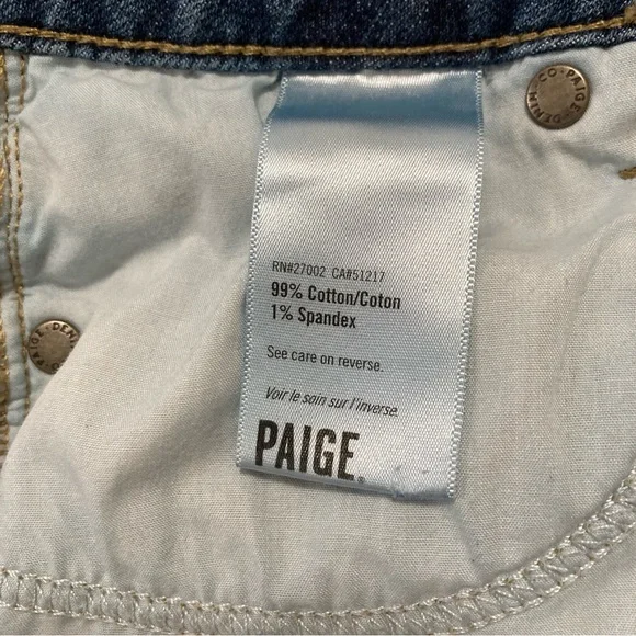 PAIGE Anthropologie Women’s Jean Shorts Sz 27 Cuffed Blue Distressed 5 Pockets - Picture 10 of 16